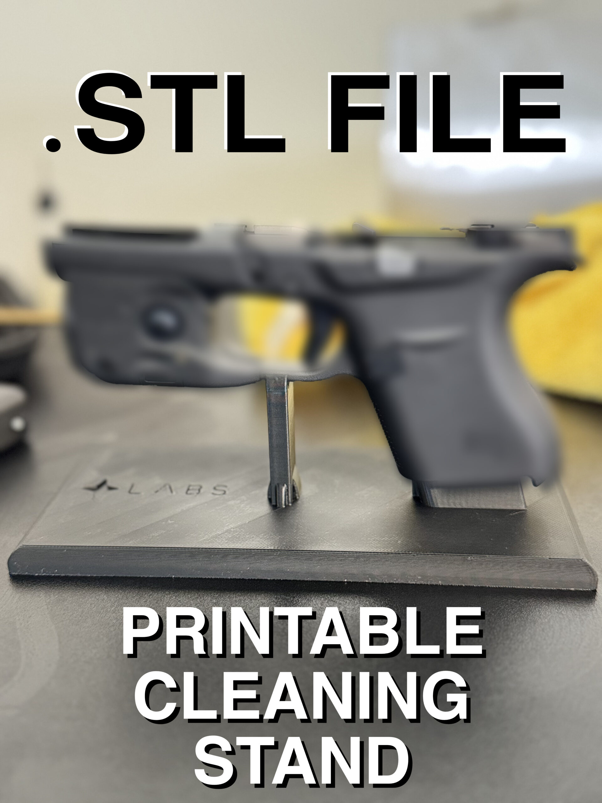 3D Printable Firearm Cleaning Stand STL for Glock 43 | Gun Display Stand Digital File | Pistol Maintenance Rack